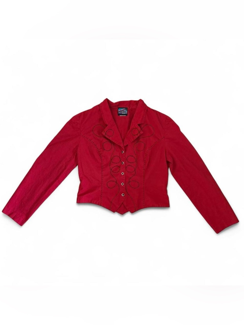 Ranch and Town Panhandle Slim Vintage 1970's Western Red Black Cropped Blouse